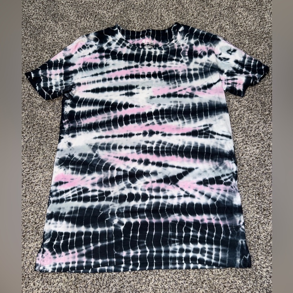 Pink black/pink tie dye short sleeve tee shirt